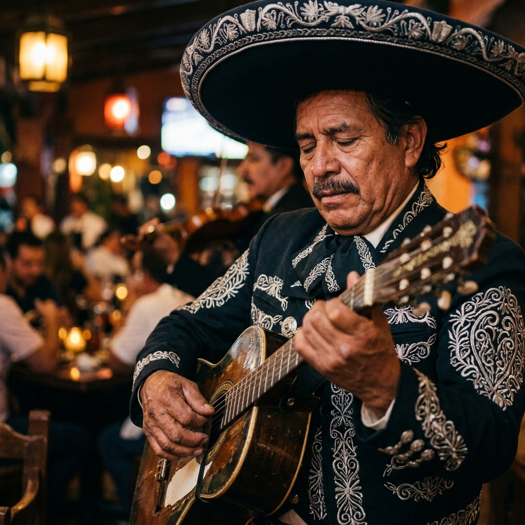 Živá hudba Mariachi v restauraci